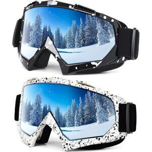 Adult Ski Goggles Snowboard Snowmobile Wide View Anti Fog UV Protection 2 Pack